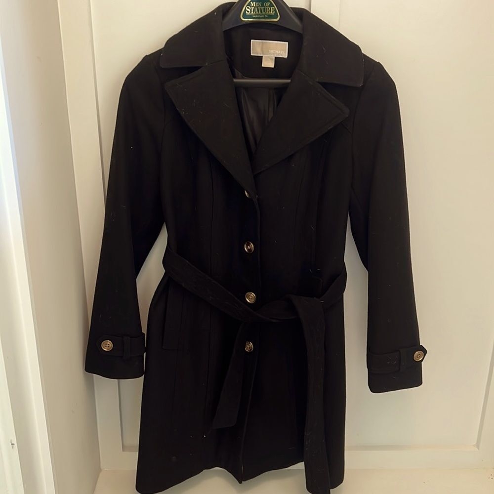NWOT Michael Kors Black Pea Coat with Belt